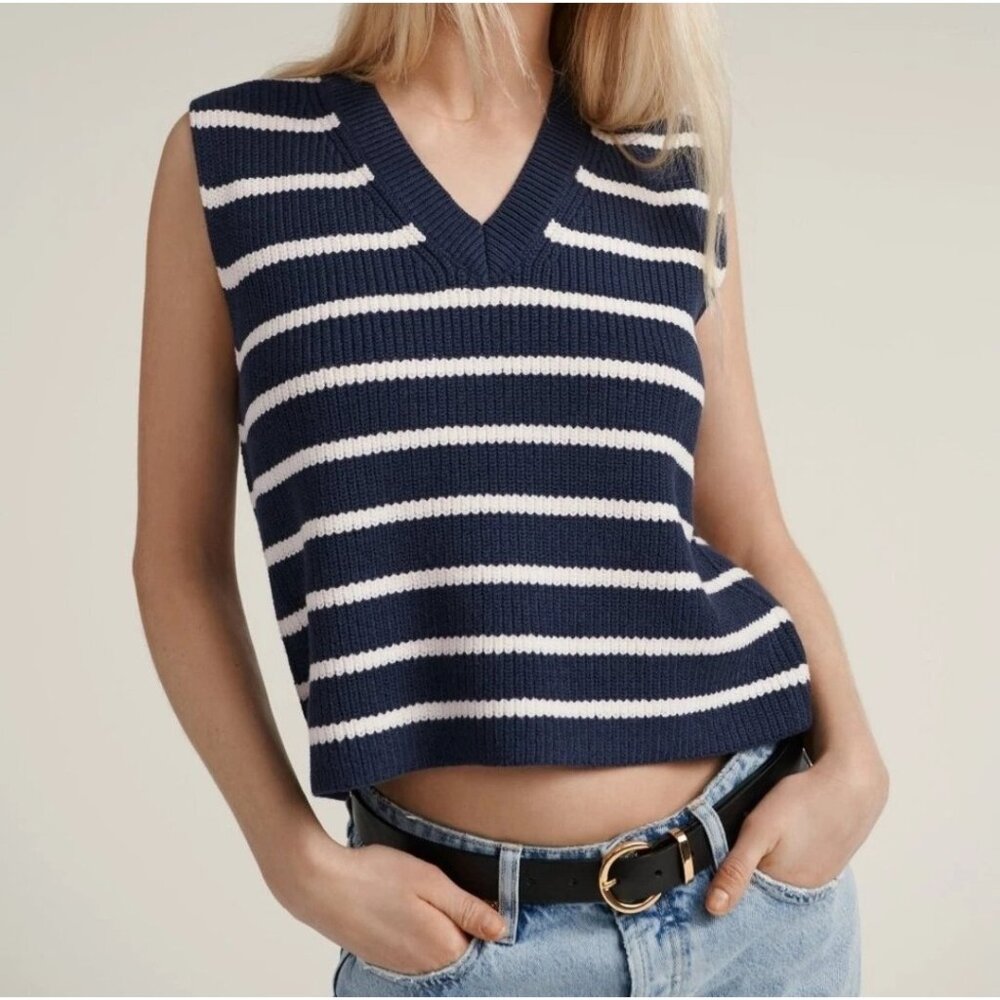 ZARA Striped Knitted Sweater Vest Size Medium